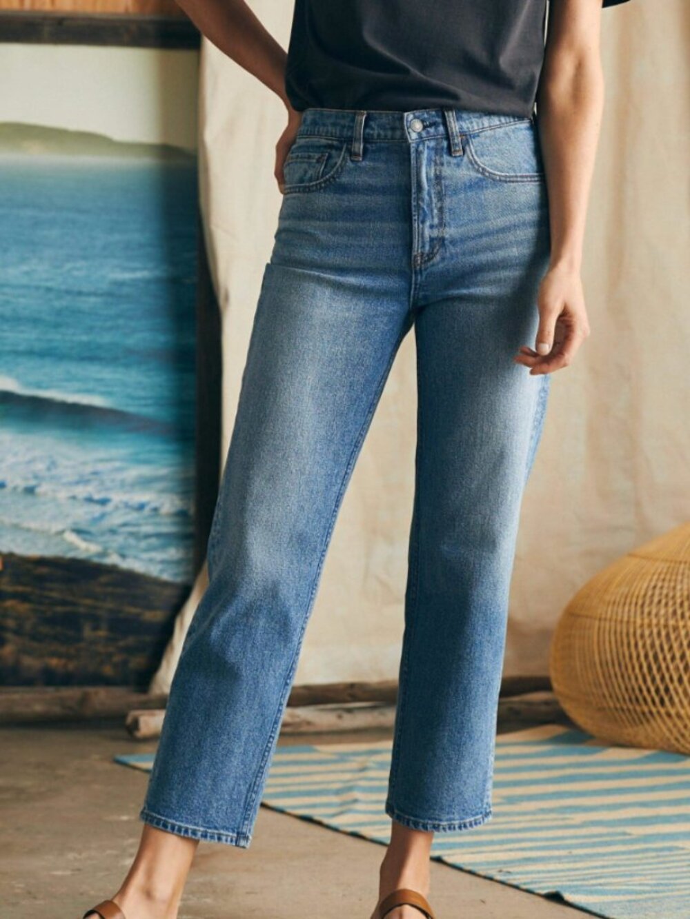 Faherty Organic Cotton Slim Straight Ankle Denim